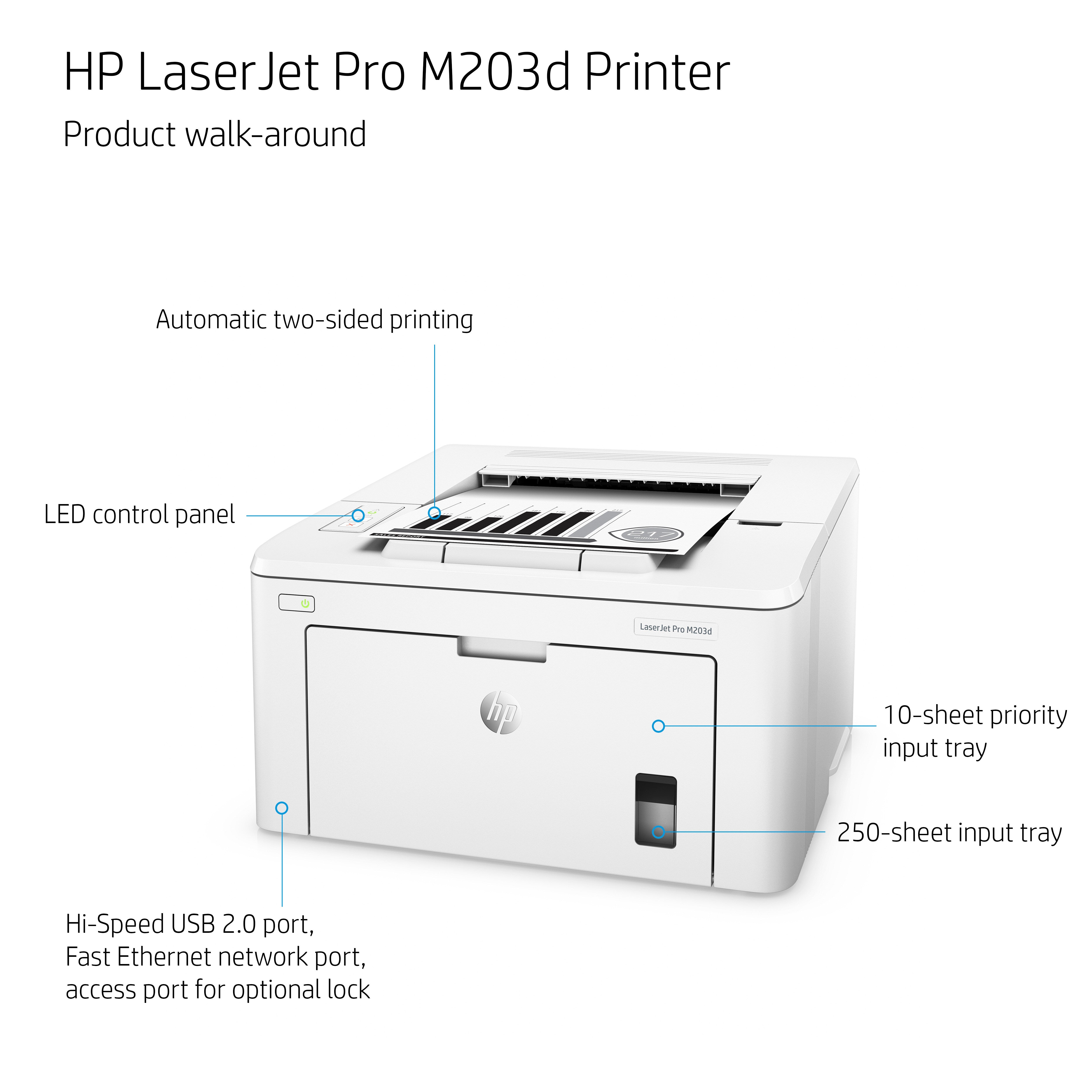 Imprimante HP LaserJet Pro M203dn, Noir et blanc, Imprimante pour la maison et le bureau à domicile, Imprimer, Imprimer depuis un téléphone ou une tablette ; Impression recto verso ; Cartouche JetIntelligence