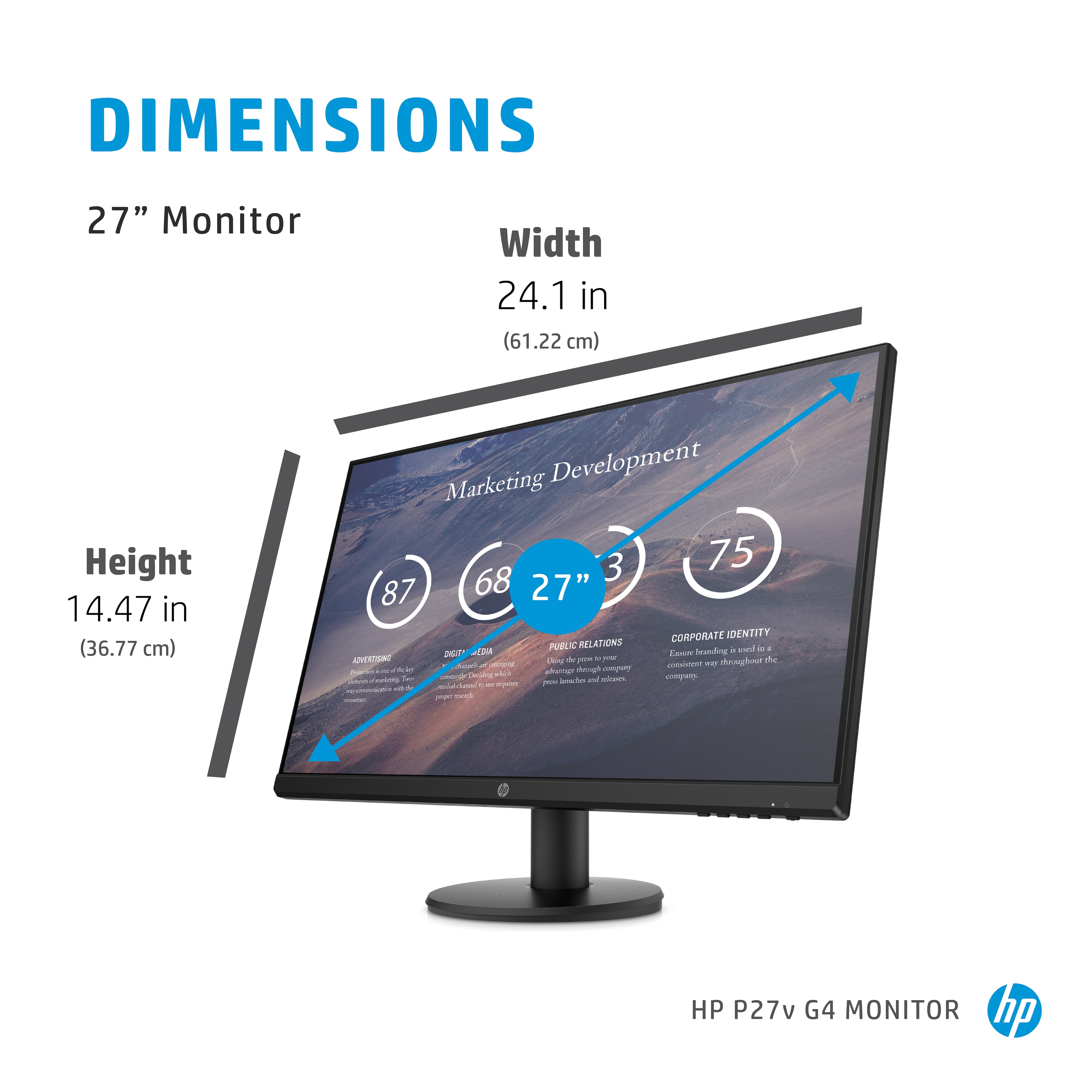 HP P27V G4 MONITEUR D'ORDIOR 68,6 cm (27 ") 1920 x 1080 pixels Full HD LCD Black