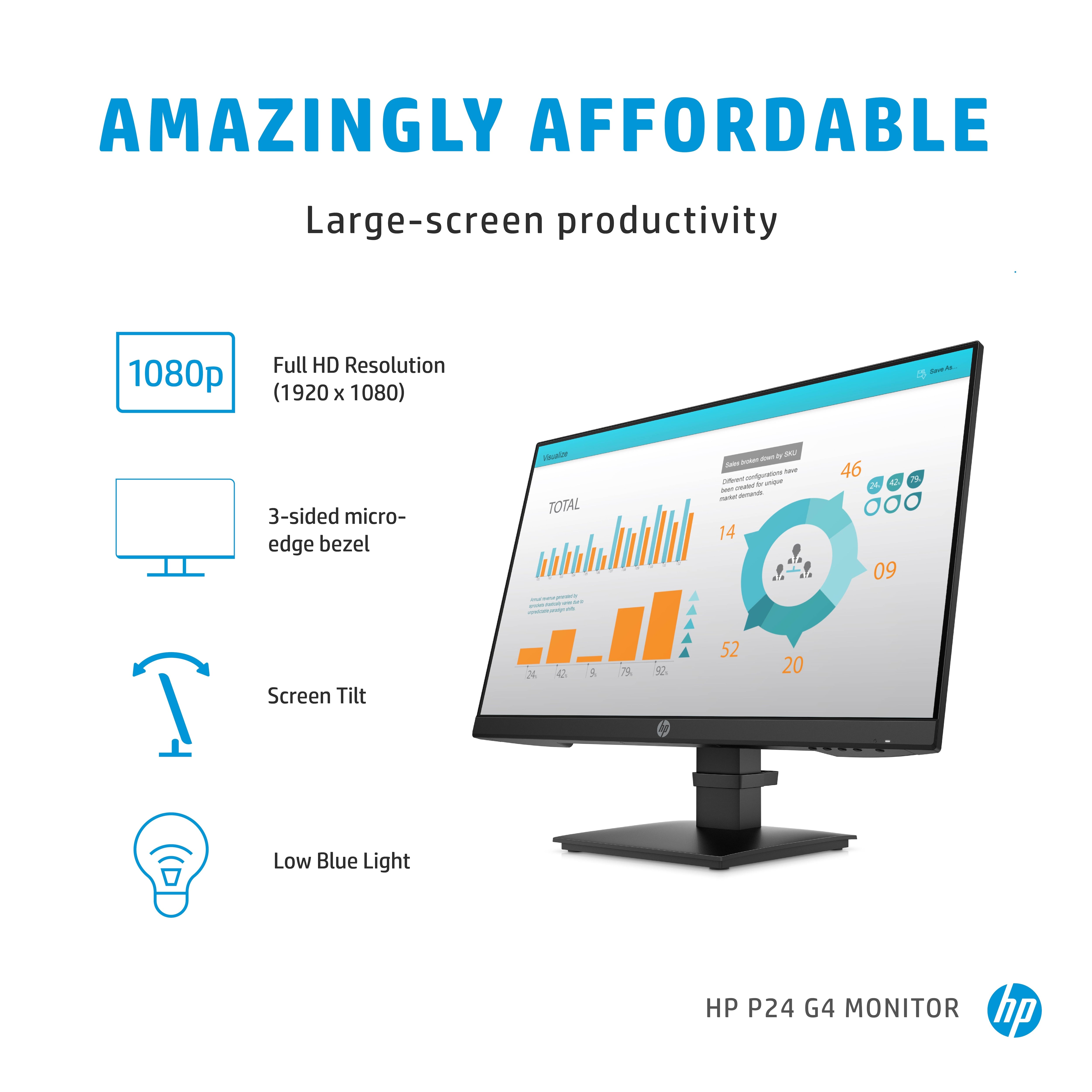 Écran HP P24 G4 60,5 cm (23,8" 1920 x 1080 pixels Full HD 1A7E5AA#ABB 