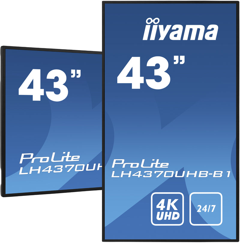 iiyama LH4370UHB-B1 image journal Écran plat de signalisation numérique 108 cm (42.5") VA 700 cd/m² 4K Ultra HD Noir Type de processeur Android 9.0 24/7