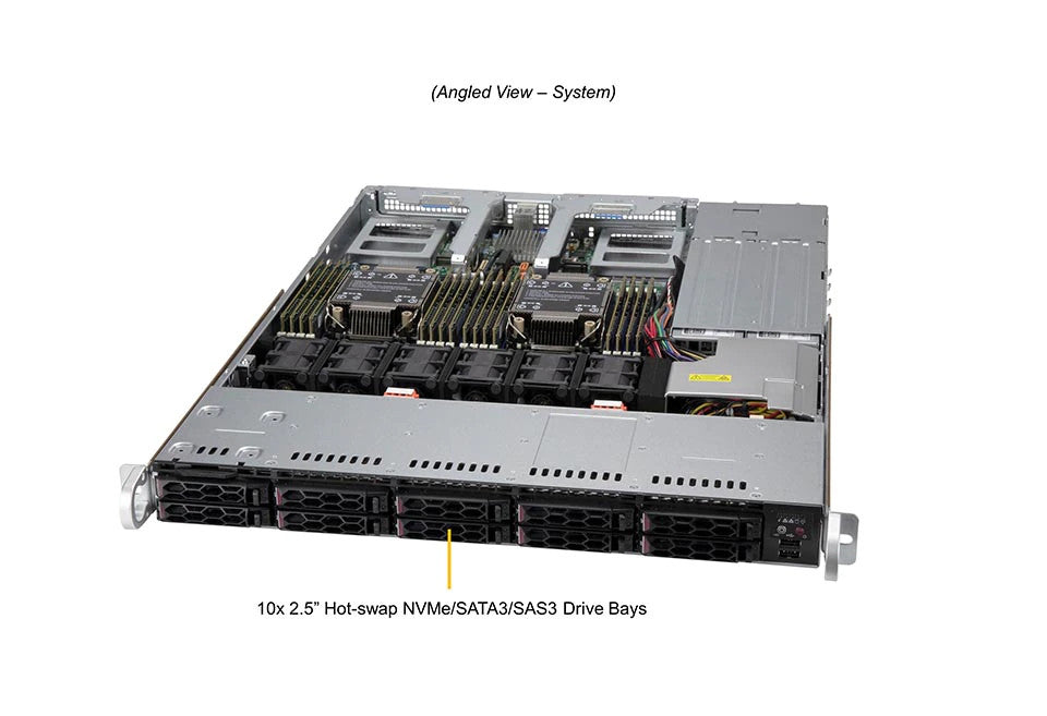 SUPERMICRO X12 CloudDC 1U 10X 2,5" hybride X12DDW-A6 incl.