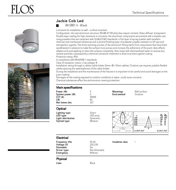 Flos Jackie LED 5 W 220-230 V WW 40 BK 4 8412801.4