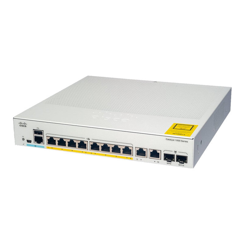 Commutateur réseau Cisco Catalyst C1000-8P-2G-L Gigabit Ethernet L2 géré (10/100/1000) Power over Ethernet (PoE) Gris 