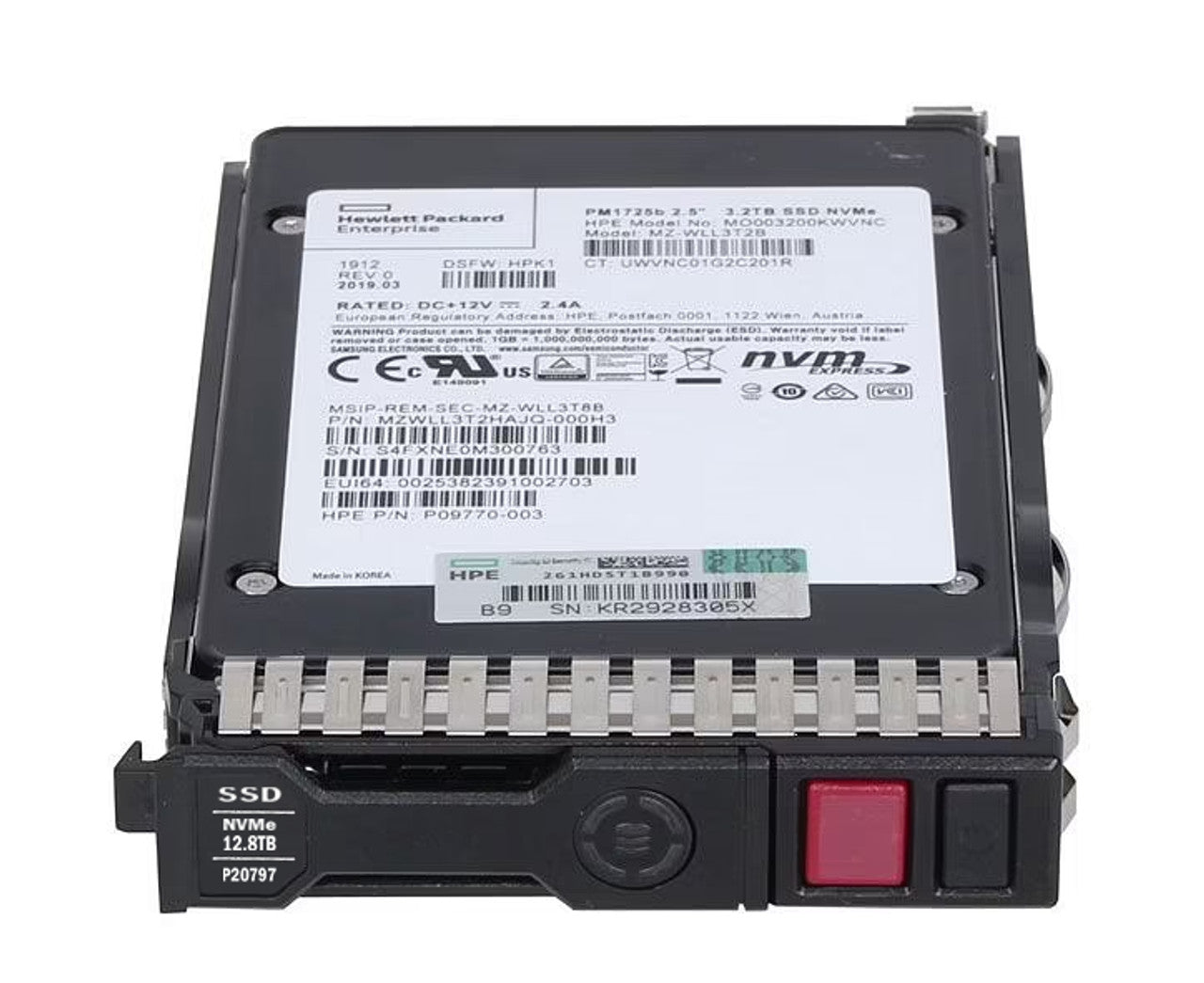 HPE SPS-DRV SSD 12,8 To NVMe DP avec BC taa P31542-001