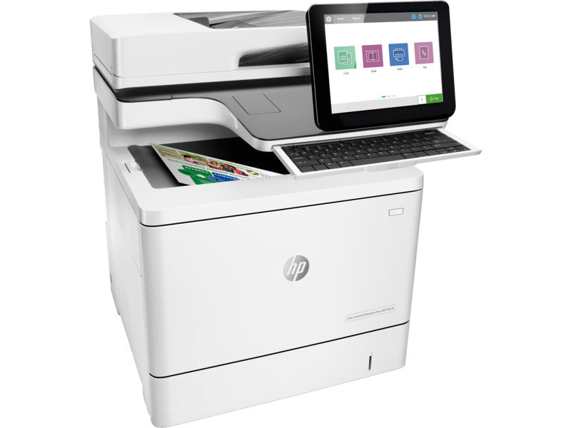 HP Color LaserJet Enterprise Flow MFP M577c, couleur, imprimante professionnelle, impression, copie, numérisation, télécopie, bac d'alimentation de 100 feuilles ; Impression via le port USB avant ; Numériser vers e-mail/pdf ; Impression recto verso