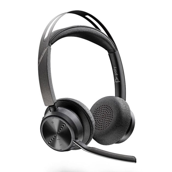 Casque de bureau POLY Voyager Focus 2 avec fil et sans fil, support de chargement USB Type-A Bluetooth pour bureau/centre d'appels, noir 