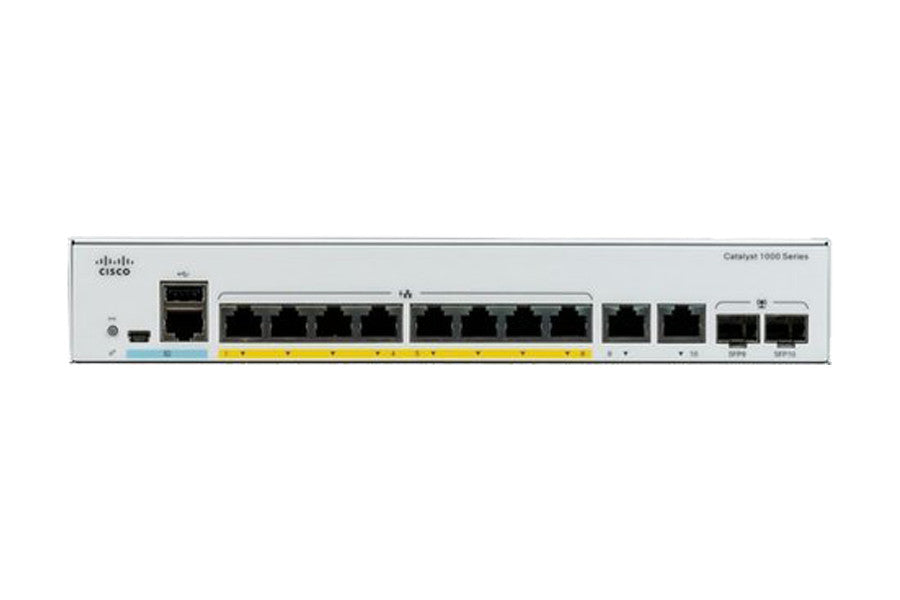 Commutateur réseau Cisco Catalyst C1000-8P-2G-L Gigabit Ethernet L2 géré (10/100/1000) Power over Ethernet (PoE) Gris 